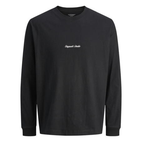T-shirt en coton noir uni avec un col rond et...