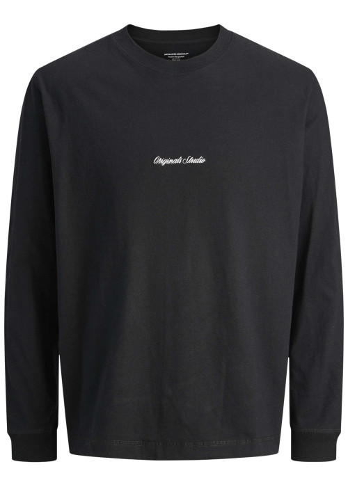 T-shirt en coton noir uni avec un col rond et une coupe droite