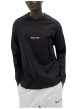 Thumbnail T-shirt en coton noir uni avec un col rond et une coupe droite - Image 4