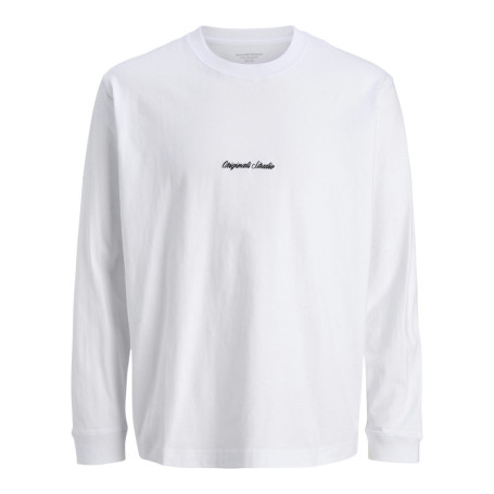 T-shirt à manches longues en coton blanc uni à...