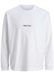Thumbnail T-shirt à manches longues en coton blanc uni à coupe droite avec un col rond