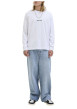 Thumbnail T-shirt à manches longues en coton blanc uni à coupe droite avec un col rond - Image 3