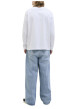 Thumbnail T-shirt à manches longues en coton blanc uni à coupe droite avec un col rond - Image 7