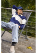 Thumbnail Polo en coton mélangé marine rayé avec une coupe droite et un col à revers - Image 2