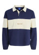 Thumbnail Polo en coton mélangé marine rayé avec une coupe droite et un col à revers - Image 3