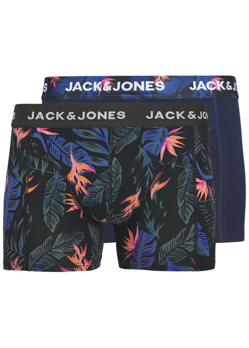 Lot de 2 boxers classiques en coton mélangé noir à coupe fermée avec des motifs