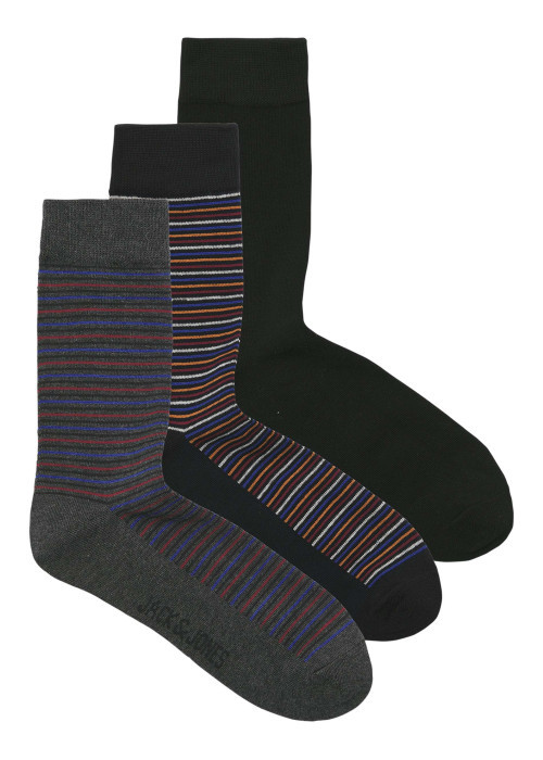 Lot de 3 paires de chaussettes hautes noires rayées avec une coupe haute