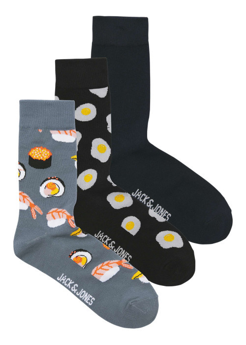 Lot de 3 paires de chaussettes hautes noires à motifs et avec une coupe haute