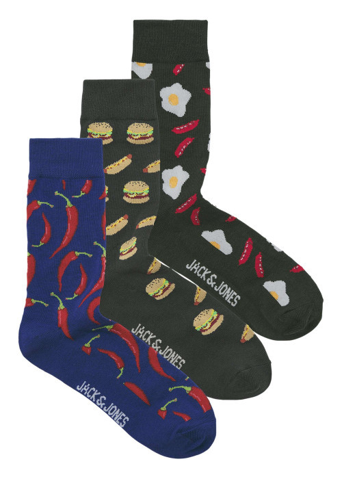 Lot de 3 paires de chaussettes hautes multicolores à motifs avec une coupe haute