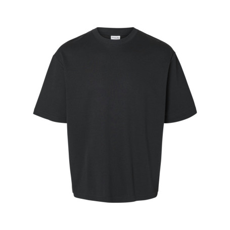 T-shirt Oscar noir uni à coupe loose avec col...