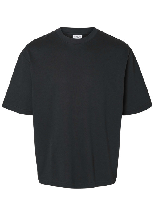 T-shirt Oscar noir uni à coupe loose avec col...