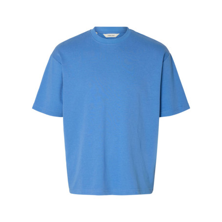 T-shirt Oscar bleu uni à coupe loose avec col...