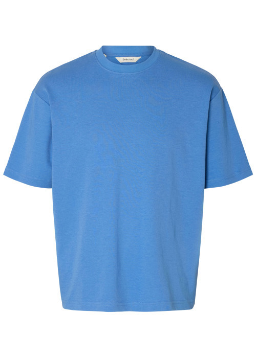 T-shirt Oscar bleu uni à coupe loose avec col...