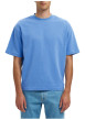 Thumbnail T-shirt Oscar bleu uni à coupe loose avec col rond et manches courtes - Image 2