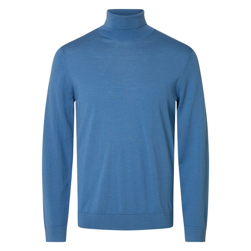 Selected Homme - Pull En Laine Bleu Tray En Maille Fine à Coupe Droite Et Col Roulé - Bleu Selected Homme - Pull En Laine Bleu Tray En Maille Fine à Coupe Droite Et Col Roulé - Bleu