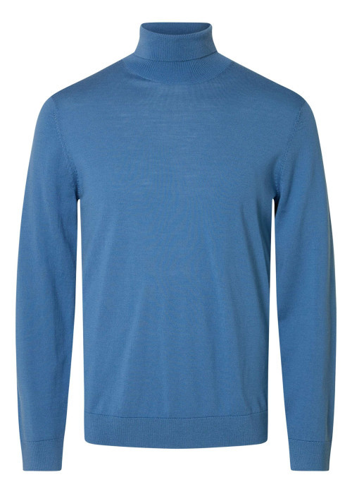 Pull en laine bleu Tray en maille fine à coupe droite et col roulé