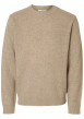 Thumbnail Pull en laine mélangée beige Neil en maille tricotée avec un col rond
