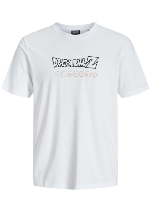 T-shirt en coton blanc imprimé dessin animé à la poitrine et au dos à col rond