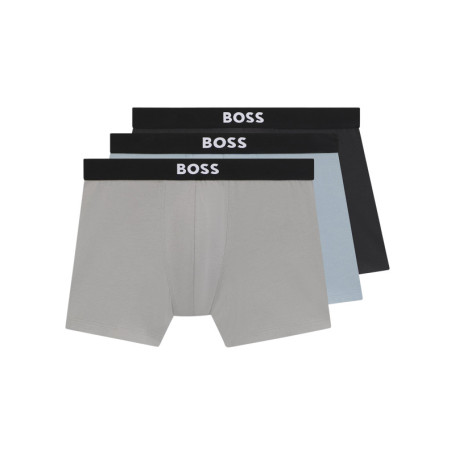 Lot de 3 boxers en coton multicolores unis avec...