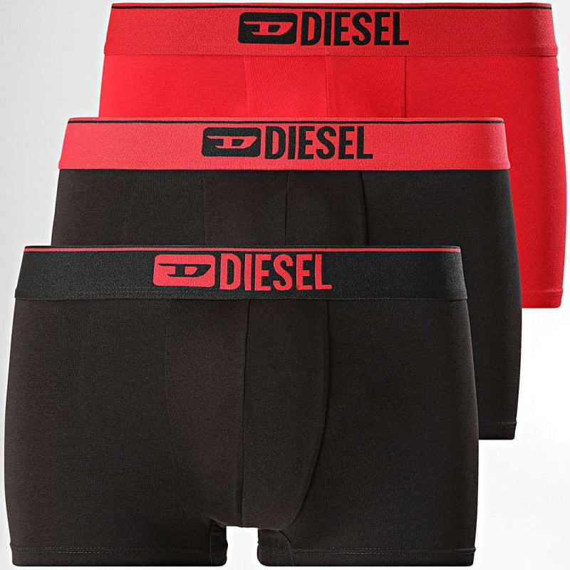 Diesel - Lot De 3 Boxers Classiques En Coton Noirs Unis Avec Le Nom De La Marque - Noirs