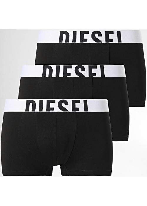 Lot de 3 boxers classiques en coton noirs unis à ceintures blanches