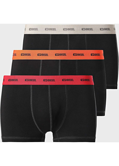 Lot de 3 boxers classiques en coton noirs unis à ceintures multicolores