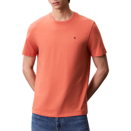 T-shirt en coton orange uni avec le logo brodé...