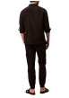 Thumbnail Pantalon cargo noir uni à coupe slim et à ourlets élastiqués - Image 2