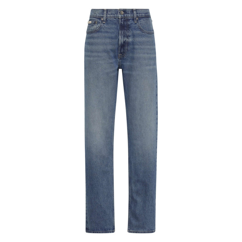 Calvin Klein Jeans - Jean En Coton Bleu Indigo Légèrement Délavé à Coupe Regular Fit - Bleu