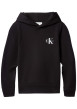 Thumbnail Sweat à capuche en coton noir uni à coupe droite avec le logo imprimé