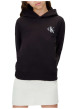 Thumbnail Sweat à capuche en coton noir uni à coupe droite avec le logo imprimé - Image 4