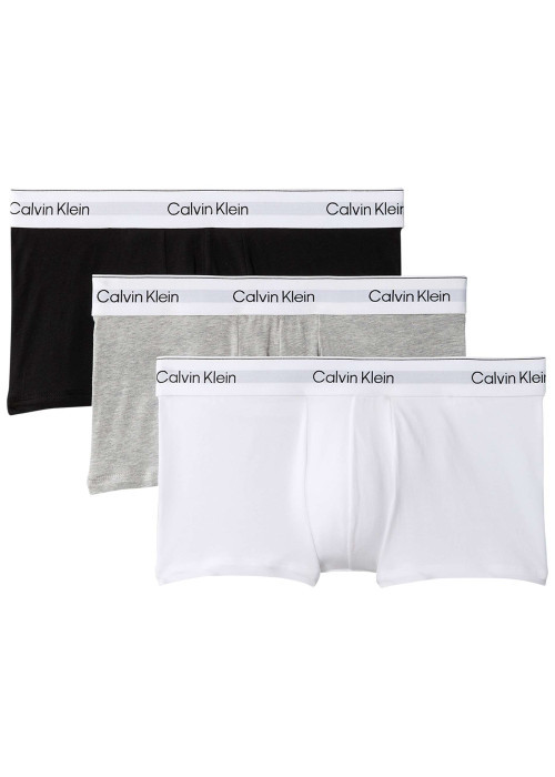 Lot de 3 boxers en coton multicolores unis courts avec le nom de la marque