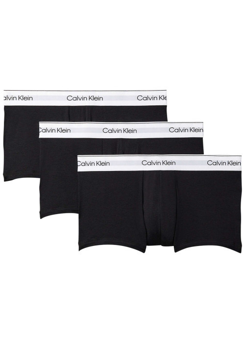 Lot de 3 boxers en coton noirs unis courts avec le nom de la marque
