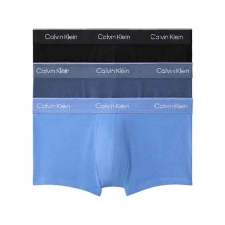 Lot de 3 boxers en coton bleus unis courts avec...