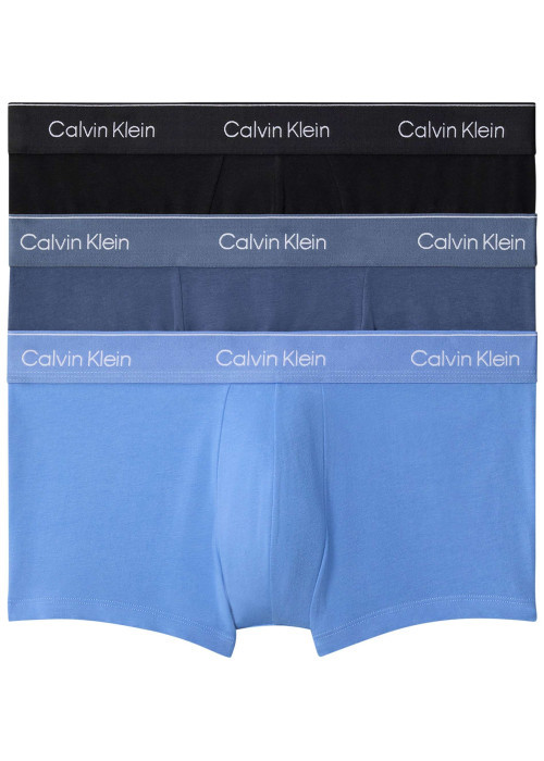 Lot de 3 boxers en coton bleus unis courts avec le nom de la marque