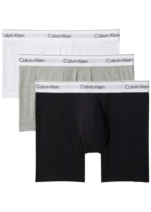 Lot de 3 boxers en coton multicolores unis longs avec le nom de la marque