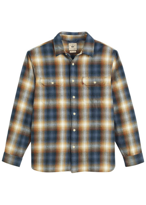 Chemise en coton multicolore à coupe droite avec un motif écossais