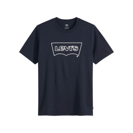 T-shirt en coton bleu marine avec col rond et...