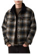 Thumbnail Blouson brun motif écossais avec un col chemise et doublure sherpa - Image 2