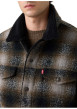 Thumbnail Blouson brun motif écossais avec un col chemise et doublure sherpa - Image 4