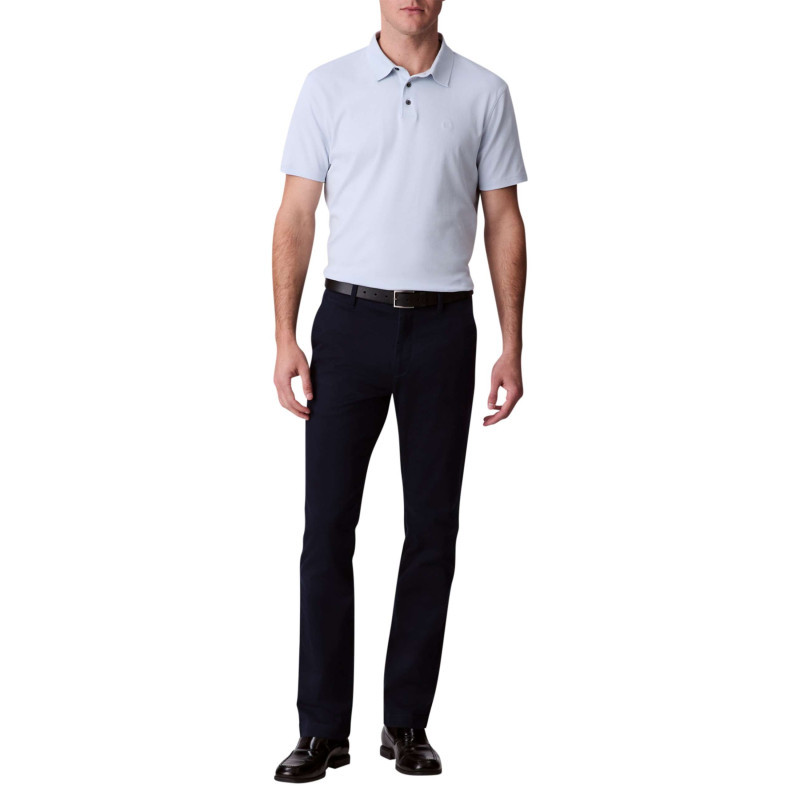 Calvin Klein - Pantalon Chino En Coton Bleu Marine Uni à Coupe Slim Avec Des Passants - Marine