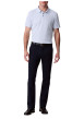 Thumbnail Pantalon chino en coton bleu marine uni à coupe slim avec des passants