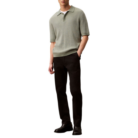 Pantalon chino en coton noir uni à coupe slim...