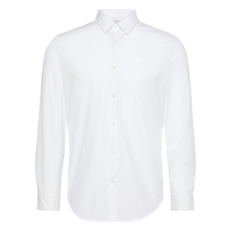 Chemise en coton blanche unie à coupe regular...