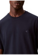 Thumbnail T-shirt en coton bleu marine uni à col rond avec le mini logo brodé - Image 3