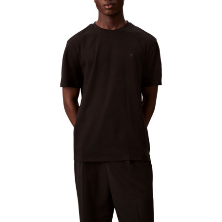 T-shirt en coton noir uni à col rond avec le...
