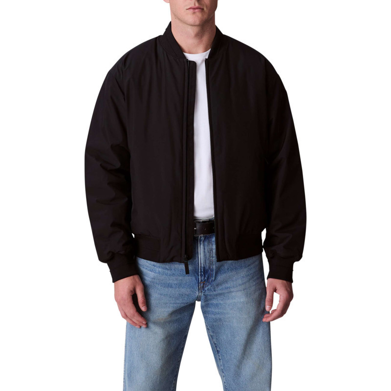 Calvin Klein - Bomber Noir Uni Zippé à L'avant Avec Une Coupe Droite Et Des Poches Zippées - Noir Calvin Klein - Bomber Noir Uni Zippé à L'avant Avec Une Coupe Droite Et Des Poches Zippées - Noir