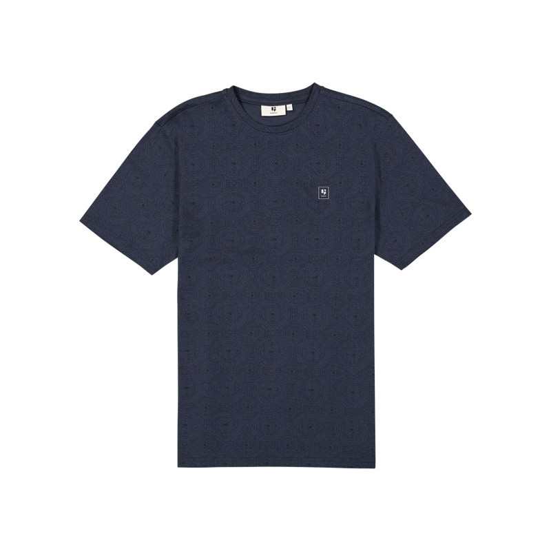 Garcia - T-shirt En Coton Marine Uni à Col Rond Avec Patch De La Marque - Marine Garcia - T-shirt En Coton Marine Uni à Col Rond Avec Patch De La Marque - Marine