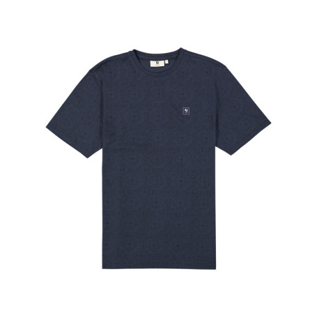 T-shirt en coton marine uni à col rond avec...