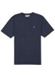 Thumbnail T-shirt en coton marine uni à col rond avec patch de la marque